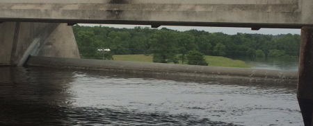 photograph shows the limited freeboard at normal lake level