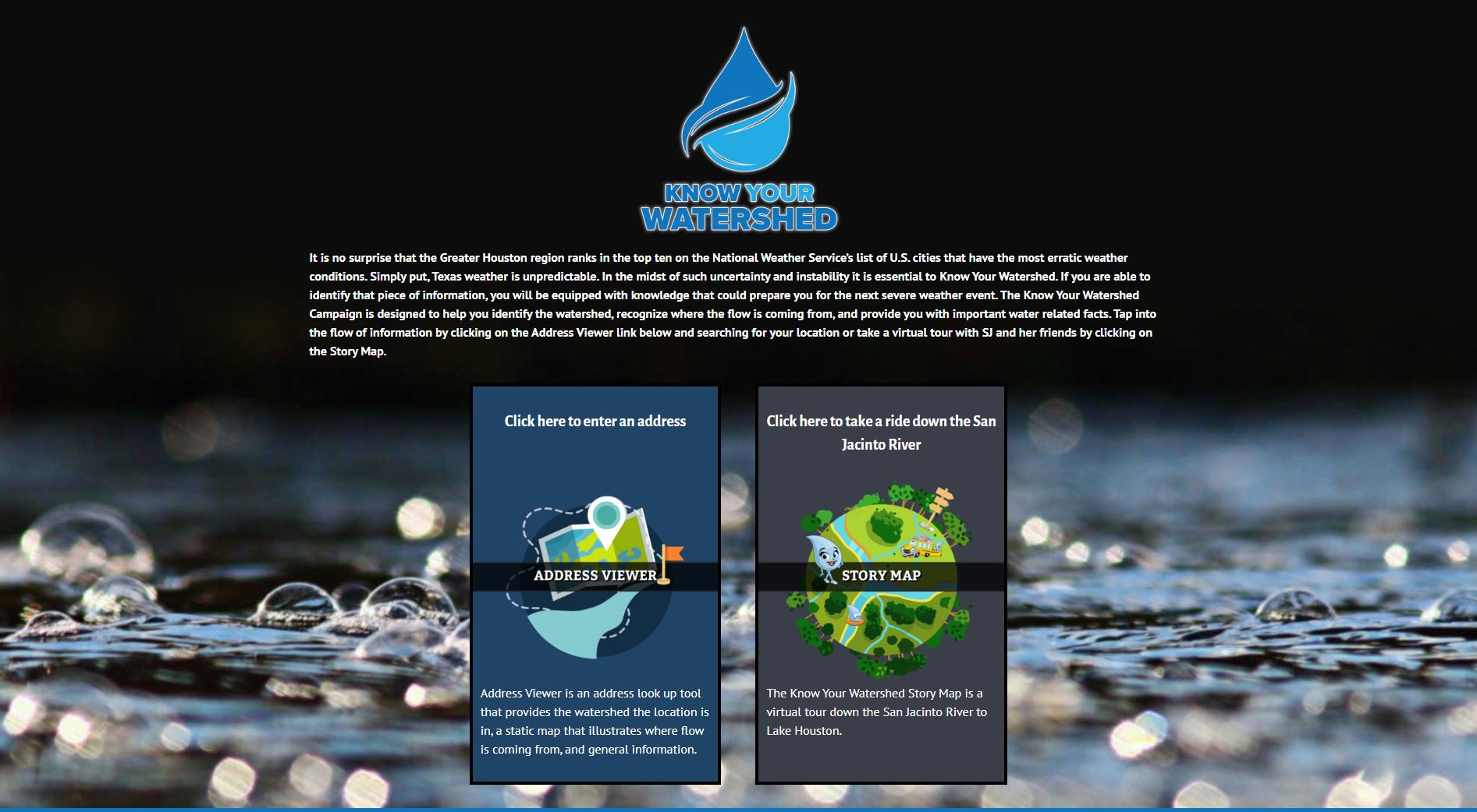 KYW Landing Page Know Your Watershed Landing Page