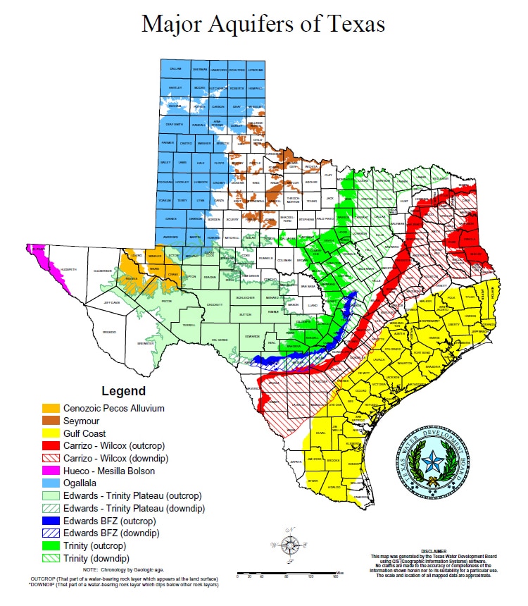 Major Aquifers of Texas