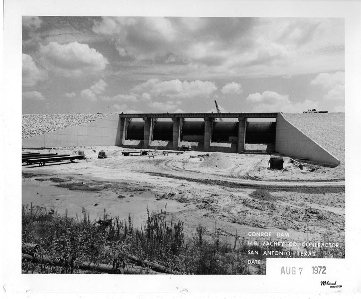 Historical Photo of Lake Conroe Dam Gates